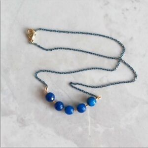 Handmade Blue Quartzite Necklace with Gold Chain
